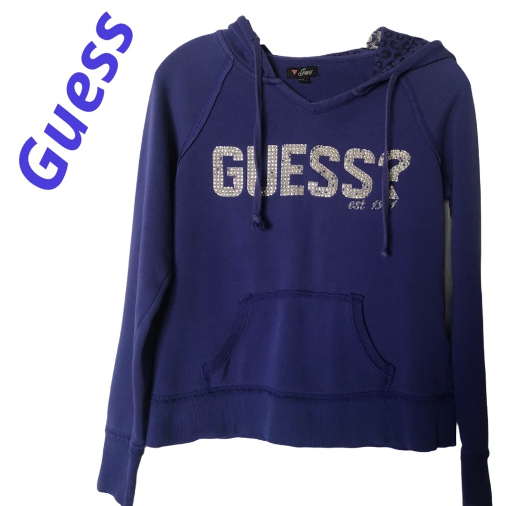 Guess Blue Pullover Hoodie Girl Bling   M